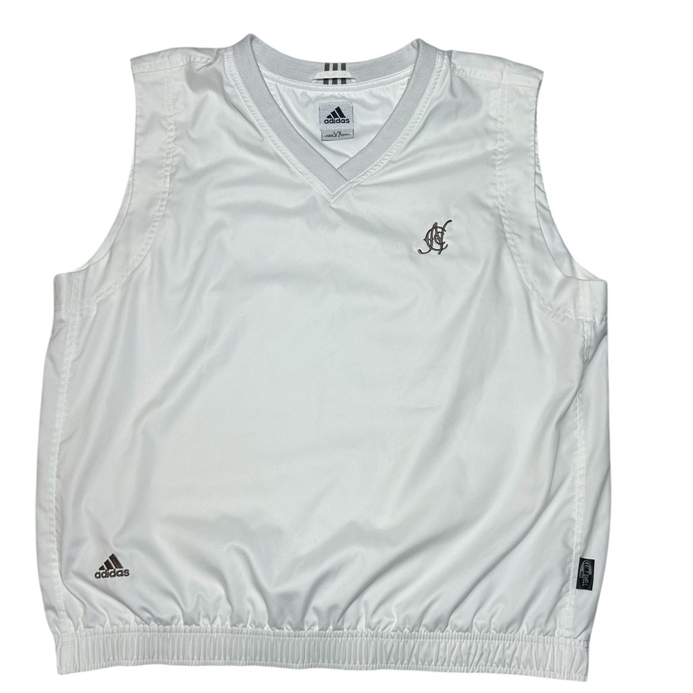 Vintage Adidas Golf ClimaShell Vest Mens Large White V-Neck Windbreaker Y2K